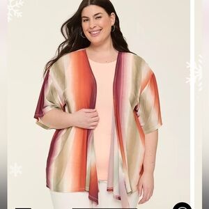 Kimono Sleeve Tie Front Mesh Overpiece, size 18/20, Lane Bryant